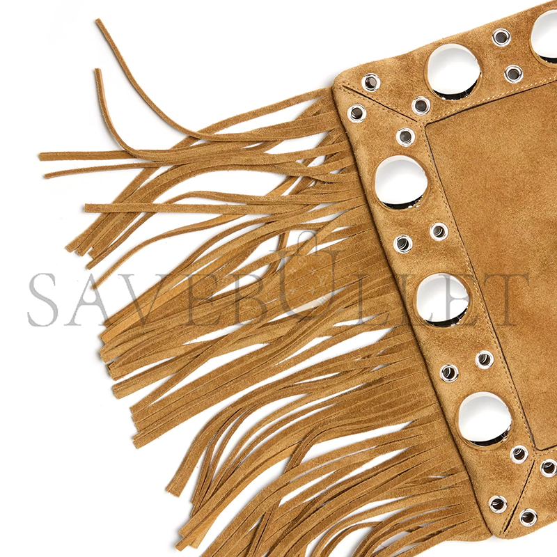 VALENTINO GARAVANI NELLCÔTE SUEDE SHOULDER BAG WITH FRINGES 7Y2B0R33JET_RDX (31*30*3cm)